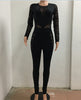 Womens Slim Lace Floral Crochet Evening Party Playsuit Ladies Long Sleeve Bodycon Romper Jumpsuit Trousers Clothing Clubwear Top