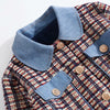 Womens Suits Vintage England Style Plaid Tweed Wool Jacket Suit Blazer Long Sleeve Top Short Mini Skirt 2 Piece Set