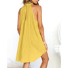 Womens Summer Dresses Halter Holiday Irregular Beach Dress Ladies Sleeveless Party Dresses Boho Loose Dress Yellow Sundress 2022