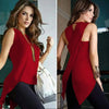 Womens Summer White Blouses Sleeveless Ladies Top Female Cross Irregular O-Neck Woman Blouse Shirt Tops for Women 2022 Tank 3XL