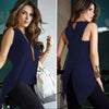 Womens Summer White Blouses Sleeveless Ladies Top Female Cross Irregular O-Neck Woman Blouse Shirt Tops for Women 2022 Tank 3XL