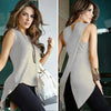 Womens Summer White Blouses Sleeveless Ladies Top Female Cross Irregular O-Neck Woman Blouse Shirt Tops for Women 2022 Tank 3XL