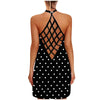 Womens Sunflower Print Mini Dress Helter O-neck Sleeveless Tank Sexy Blouse Vest Dress Backless Hollow Out Beach Dresses Vestido