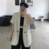 Womens Thin Blazer Jackets with Chain for Korean Trends Gothic Clothing Teenage Loose Streetwear Short Sleeve Suit Tops