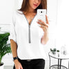 Womens Tops And Blouses Plus Size 4xl 5xl Zipper V Neck Long Sleeve Solid Autumn Women Blouse Casual Loose Shirts Blusas Mujer