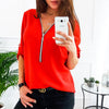 Womens Tops And Blouses Plus Size 4xl 5xl Zipper V Neck Long Sleeve Solid Autumn Women Blouse Casual Loose Shirts Blusas Mujer