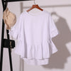 Womens Tops Blouses 2022 Summer Korean Style Shirt Female Cotton Short-sleeved Loose Large Size Ruffled Blouse Roupa Feminina