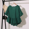 Womens Tops Blouses 2022 Summer Korean Style Shirt Female Cotton Short-sleeved Loose Large Size Ruffled Blouse Roupa Feminina