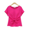Womens Tops Loose Short Sleeve Shirt Fashion New Stylish Ladies Casual Blouse Chiffon Summer Bow Shirts Solid Color