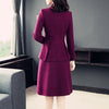 Womens Tweed Wool 2 Piece Skirt Suits Autumn Winter Elegant Office  Designer Slim Business Ladies Professional Sets
