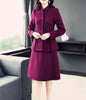 Womens Tweed Wool 2 Piece Skirt Suits Autumn Winter Elegant Office  Designer Slim Business Ladies Professional Sets