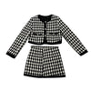 Womens Two Peice Sets Plaid Skirt Suit Vintage Office Lady Kit Slim Blazer Chic Coat Autumn Korean Outfit Blazer Suit