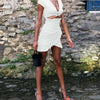 Womens V Neck Wrap Short Mini Dress Ladies Bodycon Summer Hollow Out Sexy  Evening Party Dress