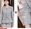Womens Winter Tweed 2 Piece Skirt Suit Blazer and Skirt Set Office Ladies Formal Skirt Suits Autumn Work Wear Business Outfits