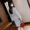 Womens Winter Tweed 2 Piece Skirt Suit Blazer and Skirt Set Office Ladies Formal Skirt Suits Autumn Work Wear Business Outfits