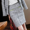 Womens Winter Tweed 2 Piece Skirt Suit Blazer and Skirt Set Office Ladies Formal Skirt Suits Autumn Work Wear Business Outfits