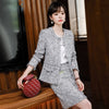 Womens Winter Tweed 2 Piece Skirt Suit Blazer and Skirt Set Office Ladies Formal Skirt Suits Autumn Work Wear Business Outfits