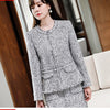 Womens Winter Tweed 2 Piece Skirt Suit Blazer and Skirt Set Office Ladies Formal Skirt Suits Autumn Work Wear Business Outfits