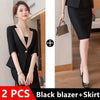 Womens blazer Skirt Two Piece Sets 2022 Spring Autumn Office Ladies Elegant Formal Suits Jecket Back Split Midi Skirt Chic Sets