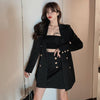 Womens blazer two piece suit set double breasted jacket blazer 2023 autumn ladies formal suit set