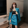 Womens blazer two piece suit set double breasted jacket blazer 2023 autumn ladies formal suit set
