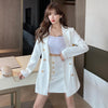 Womens blazer two piece suit set double breasted jacket blazer 2023 autumn ladies formal suit set