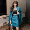 Womens blazer two piece suit set double breasted jacket blazer 2023 autumn ladies formal suit set