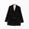 Wool Blend Blazer Women Loose Double Breasted Long Sleeve Simple Elegant Autumn Winter Office Lady Suit Coat 2022