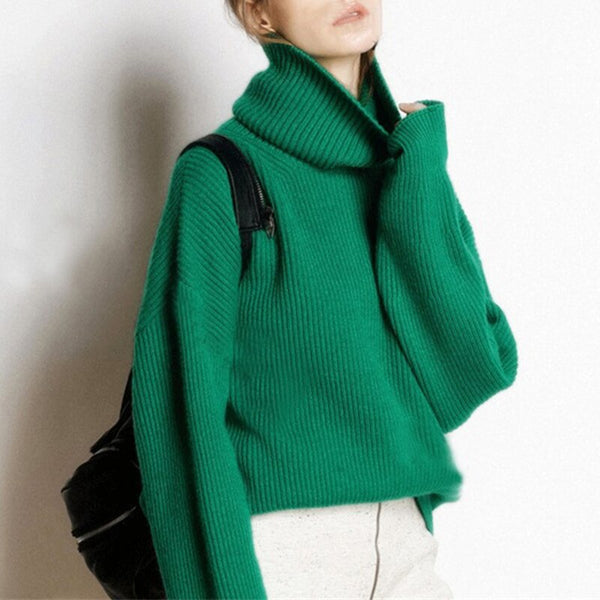 Wool Turtleneck Sweater Women Thicken Knitted Sweaters Autumn Winter Solid Oversized Pullover Casual Long Sleeved Warm Jumpers