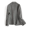 Woolen Blazer women jacket Winter  Vintage British style herringbone casual suit women Grey Blazers women