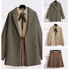 Woolen Coat Three-Piece Jacket Blouse Short Skirt Plus Size Women Streetwear Autumn Winter Suit Female Age Reduction Double-Side