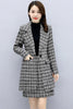 Woolen Suit  Skirt 2023 Women's Autumn And Winter Ladies Temperament Plaid Coat Mid-Length Slim Two Piece Set M2110