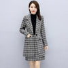 Woolen Suit  Skirt 2023 Women's Autumn And Winter Ladies Temperament Plaid Coat Mid-Length Slim Two Piece Set M2110