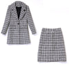 Woolen Suit  Skirt 2023 Women's Autumn And Winter Ladies Temperament Plaid Coat Mid-Length Slim Two Piece Set M2110