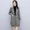 Woolen Suit  Skirt 2023 Women's Autumn And Winter Ladies Temperament Plaid Coat Mid-Length Slim Two Piece Set M2110