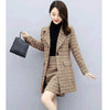 Woolen Suit  Skirt 2023 Women's Autumn And Winter Ladies Temperament Plaid Coat Mid-Length Slim Two Piece Set M2110