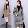 Woolen Suit  Skirt 2023 Women's Autumn And Winter Ladies Temperament Plaid Coat Mid-Length Slim Two Piece Set M2110