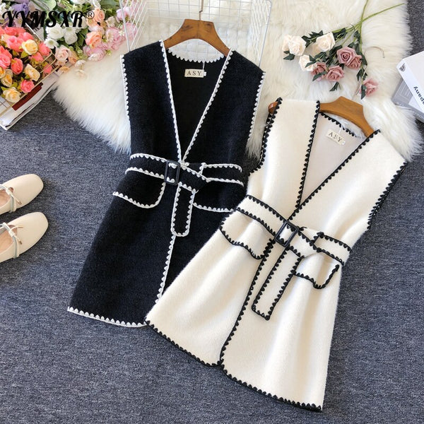Woolen Vest Wear Women's Spring and Autumn Korean Loose Slim Mid-length Suit Jacket Trend Net Red Vest Elegant Female