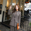 Work Plaid Autumn Women Slim Blazers Jacket Soft Femme Blazer Office Lady Brown Fashion Notched Outerwear High Quality