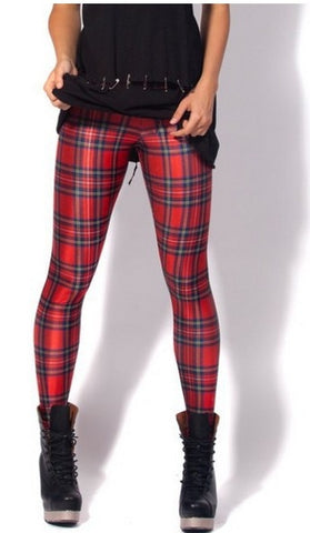 X-355 Classic Red Plaid Women Leggings Digital Print Women Sexy Pants