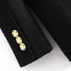 XEASY 2023 Tweed Elegant Women Vintage Black Long Sleeve Slim Office Lady Blazer Female Double Breasted Streetweaer Suit Top