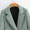 XEASY 2022 Tweed Women Two-piece Set Green Plaid Vintage Office lady Double Breasted Blazer Female Slim High Waist Skirt Suit