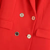 XEASY 2022 Women Elegant Red Notched Long Sleeve Suit Female Vintage Loose Office Lady Double Breasted Blazer Casual Tops