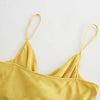 XEASY 2022 Women Satin Midi Dress Yellow Slip Summer Dress Vintage Button decoration Female Elegant Night Sexy Dresses Vestidos