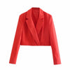 XEASY 2022 Women Two-piece Set Cotton Red Vintage Office Lady Hidden Breasted Short Blazer Female Slim High Waist Skirt Suits