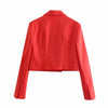 XEASY 2022 Women Two-piece Set Cotton Red Vintage Office Lady Hidden Breasted Short Blazer Female Slim High Waist Skirt Suits