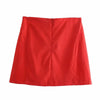 XEASY 2022 Women Two-piece Set Cotton Red Vintage Office Lady Hidden Breasted Short Blazer Female Slim High Waist Skirt Suits