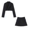 XEASY 2022 Women Two-piece Set Solid Vintage Office Lady  Single Button Short Blazer Female Casual Slim High Waist Skirt Suit