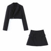 XEASY Women Blazer Clothing Two Piece Set Women Suits With Skirt Female Suit Tweed Long Sleeves Short Skirt Suits Blazer