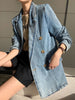XFPV Solid Double Breasted Denim Blazers Korea 2023 Autumn  Personality Slim Blazer Coat Women